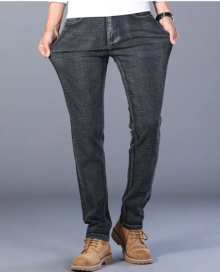 Blue Men's Stretch Jeans, Black Denim Trousers, Fashion Slim Casual Pants Asian Size 28-40 - Evallys.com