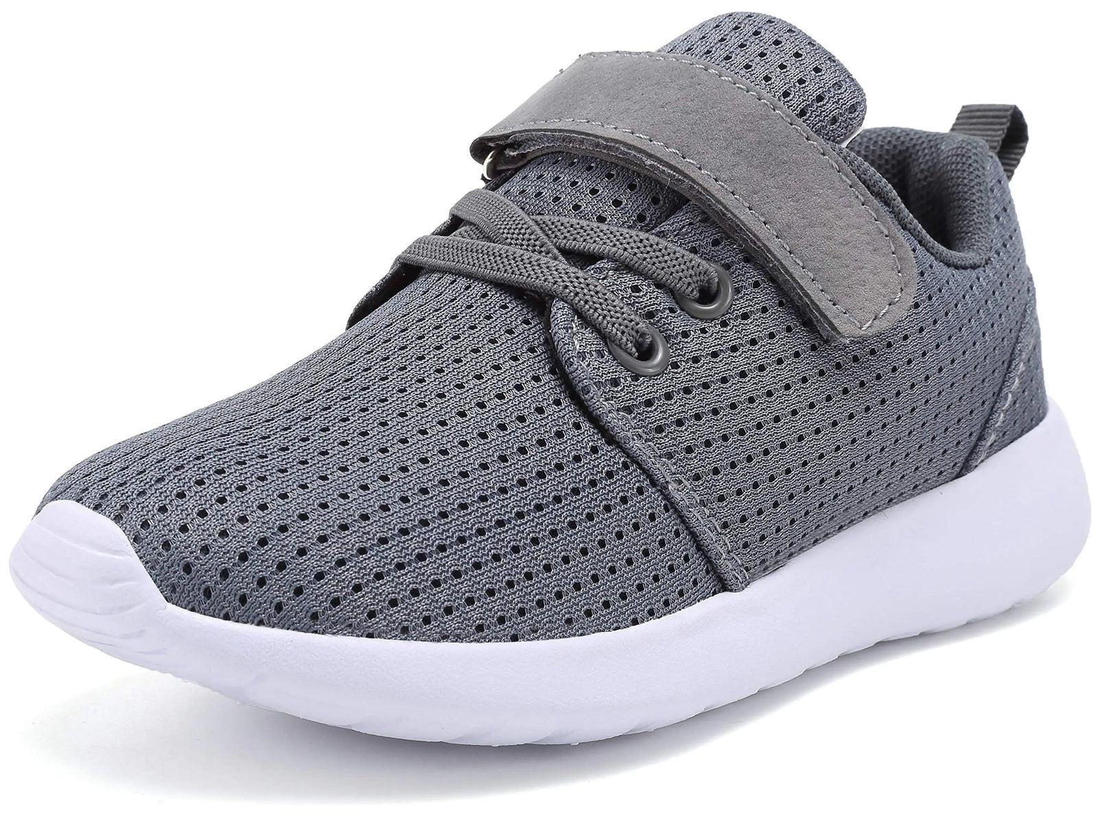 TOEDNNQI Boys Girls Sneakers Kids Lightweight Breathable Strap Athletic Running Shoes for Toddler/Little Kid/Big Kid 6 Toddler Grey - Evallys.com # #