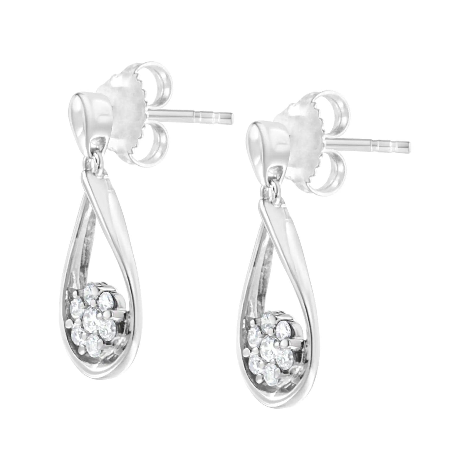 .925 Sterling Silver 1/3 cttw Lab Grown Diamond Drop Earring (F-G Color, VS2-SI1 Clarity) - Evallys.com # #