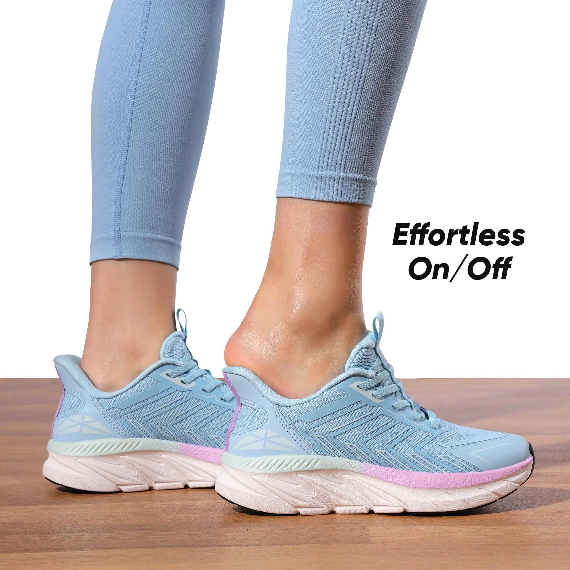 Women's Slip On Walking Shoes Running ActiveCushion Comfortable Tennis Breathable Non Slip Athletic Gym Workout Cross Training Sneakers 6 Light Blue - Evallys.com # #