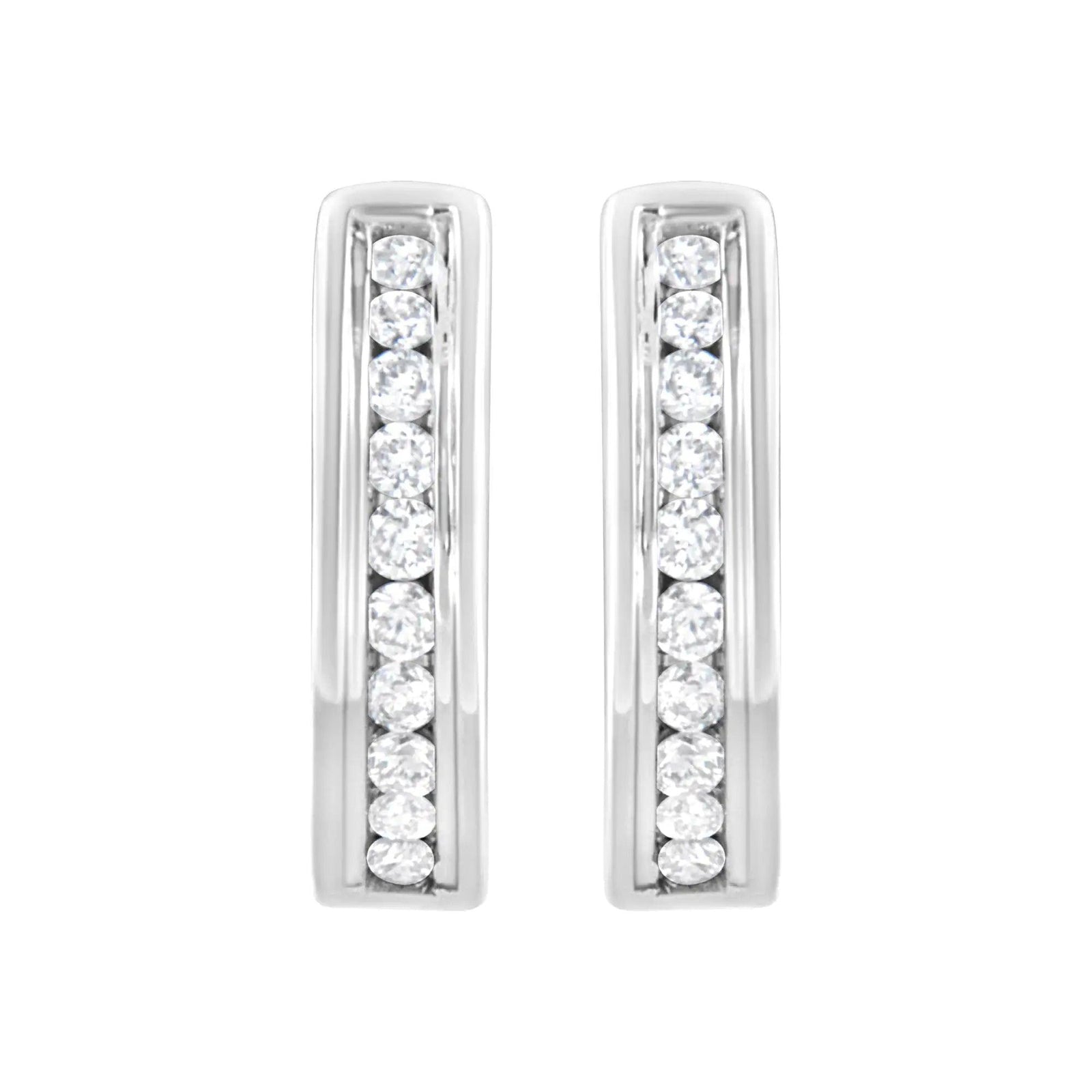 .925 Sterling Silver 1/4 cttw Lab Grown Diamond Huggy Earring (F-G Color, VS2-SI1 Clarity) - Evallys.com # #