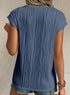 EVALESS Womens Short Sleeve Textured Tops Crewneck Knit Solid Loose Casual Basic T Shirts Tee Blouses E Blue X-Large - Evallys.com # #