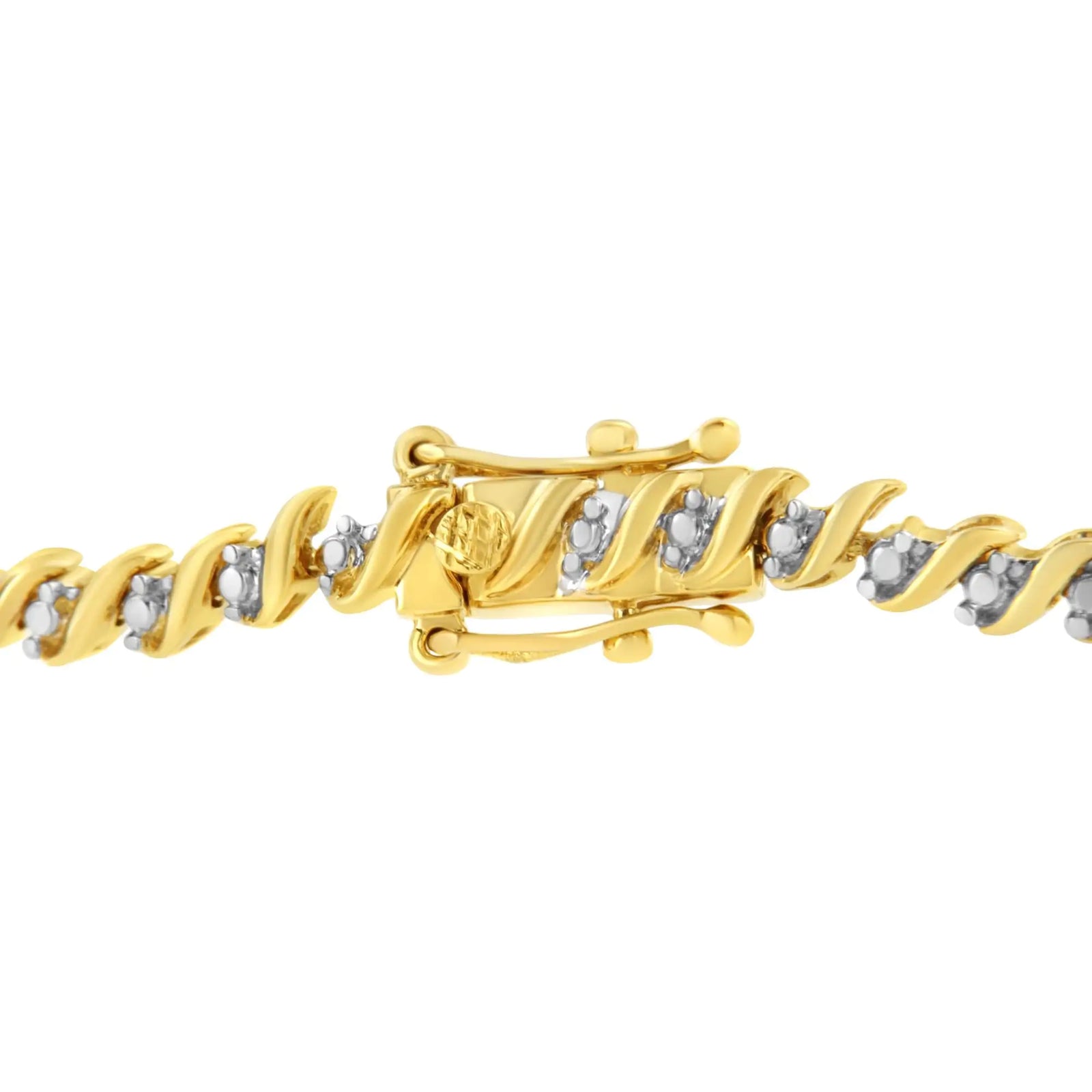 10K Yellow Gold Plated .925 Sterling Silver 1/2 Cttw 2-Prong Set Diamond S Link Tennis Bracelet (I-J Color, I3 Clarity)- 7.25