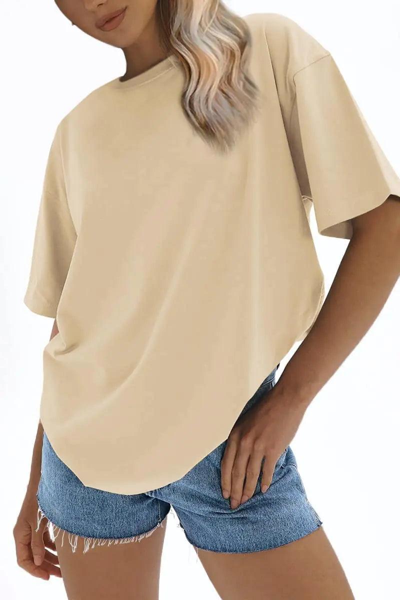 ATHMILE Womens Oversized T Shirts Loose Fit Crewneck Short Sleeve Tops Summer Casual Blouse 2024 Y2K Basic Tee XX-Large Lightyellow - Evallys.com # #