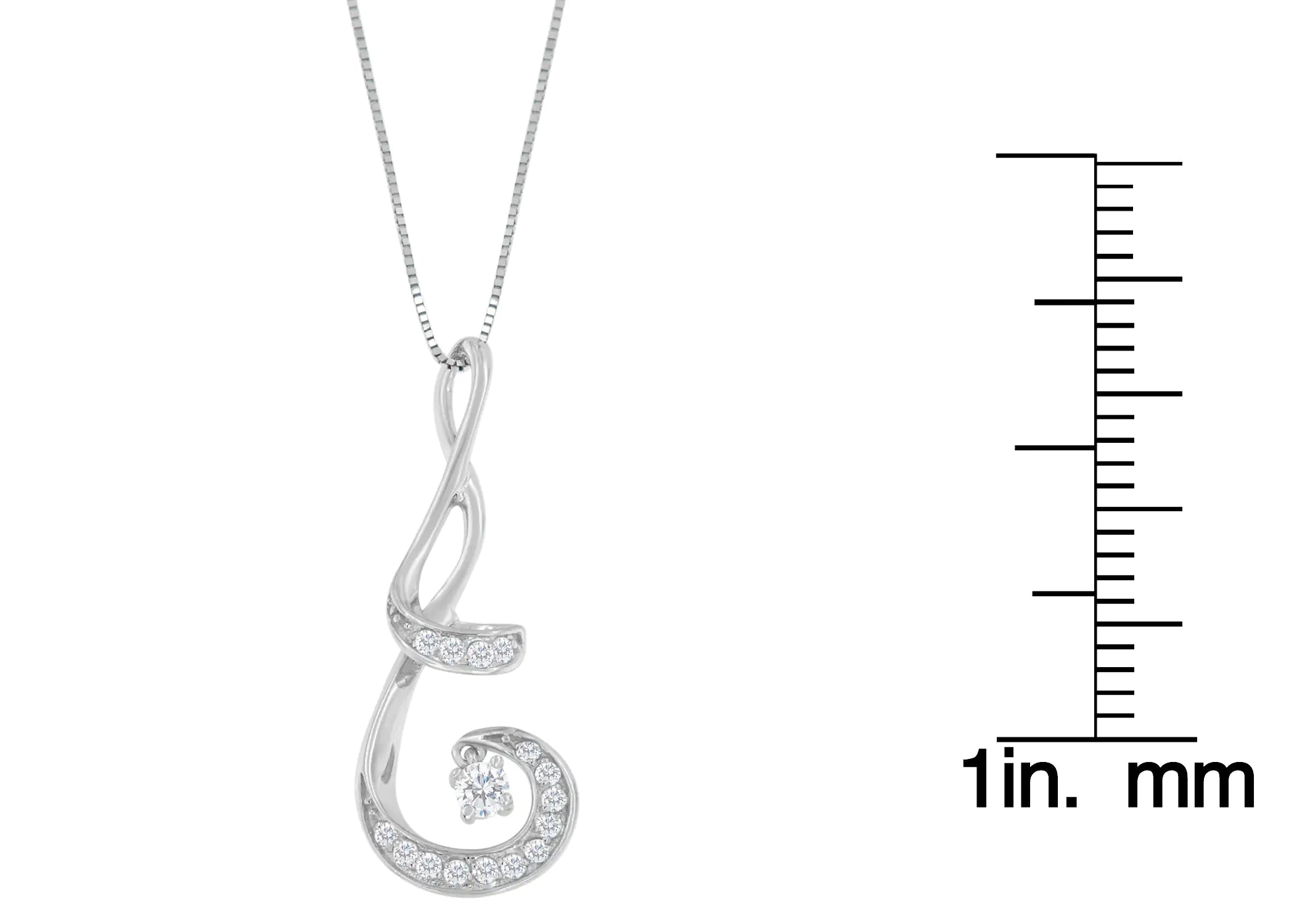 Espira 10K White Gold 1/5 Cttw Brilliant-Cut Diamond Sparkling Spiral 18" Pendant Necklace (J-K color, I2-I3 Clarity) - Evallys.com # #