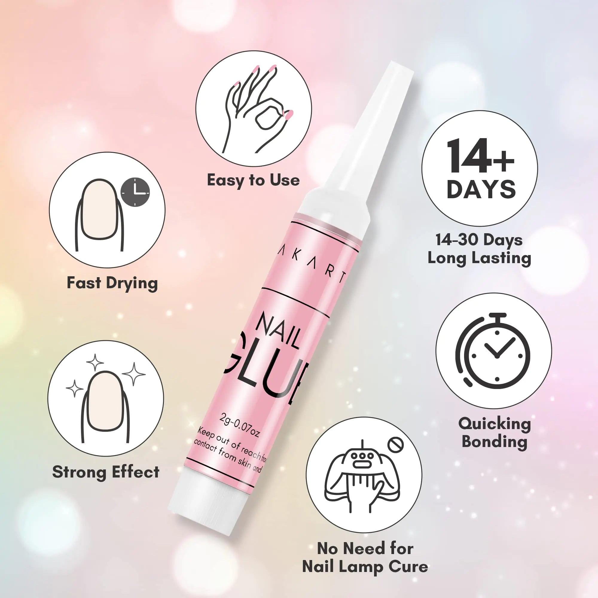 Makartt Super Strong Nail Glue for Acrylic Nails Press On Nails Professional Nail Adhesive Bond Nail Tips Glue for Stick On Nails Long Lasting Nail Glue for Fake Nails Broken Nails Repair 0.07oz 40Pcs 40 Count (Pack of 1) - Evallys.com # #