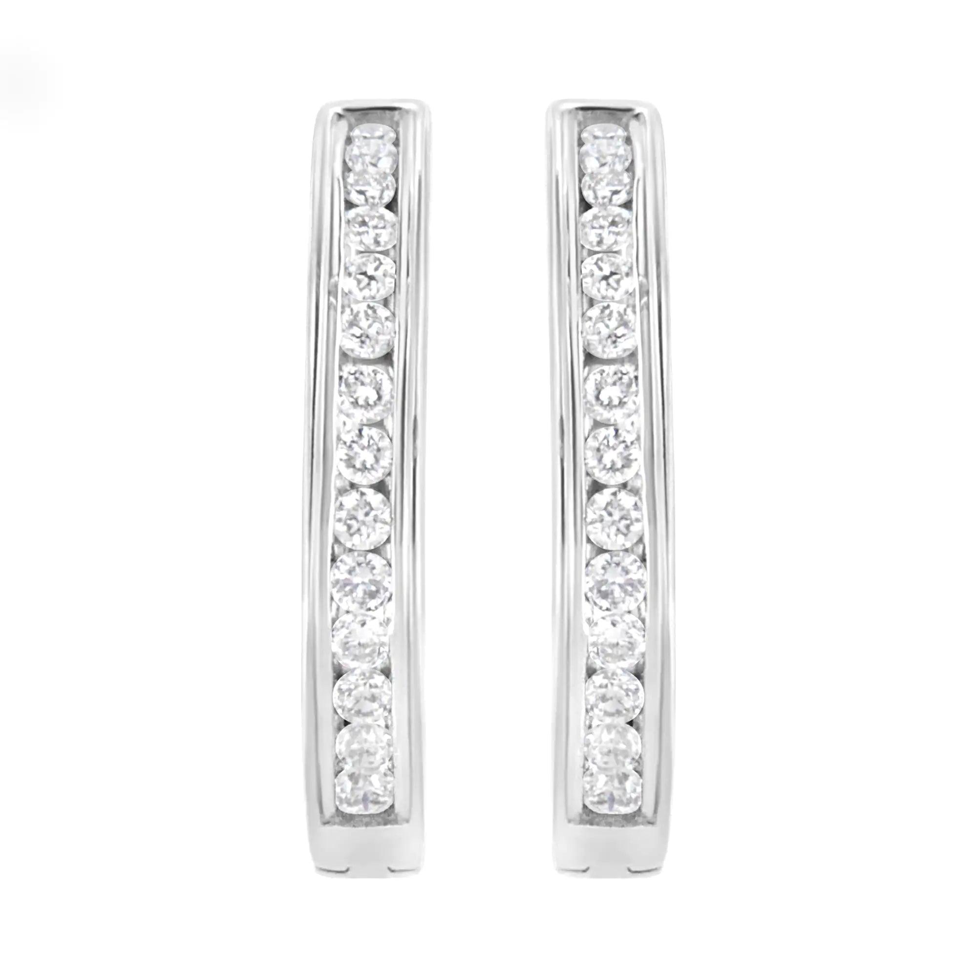 .925 Sterling Silver 1/2 cttw Lab Grown Diamond Hoop Earring (F-G Color, VS2-SI1 Clarity) - Evallys.com # #