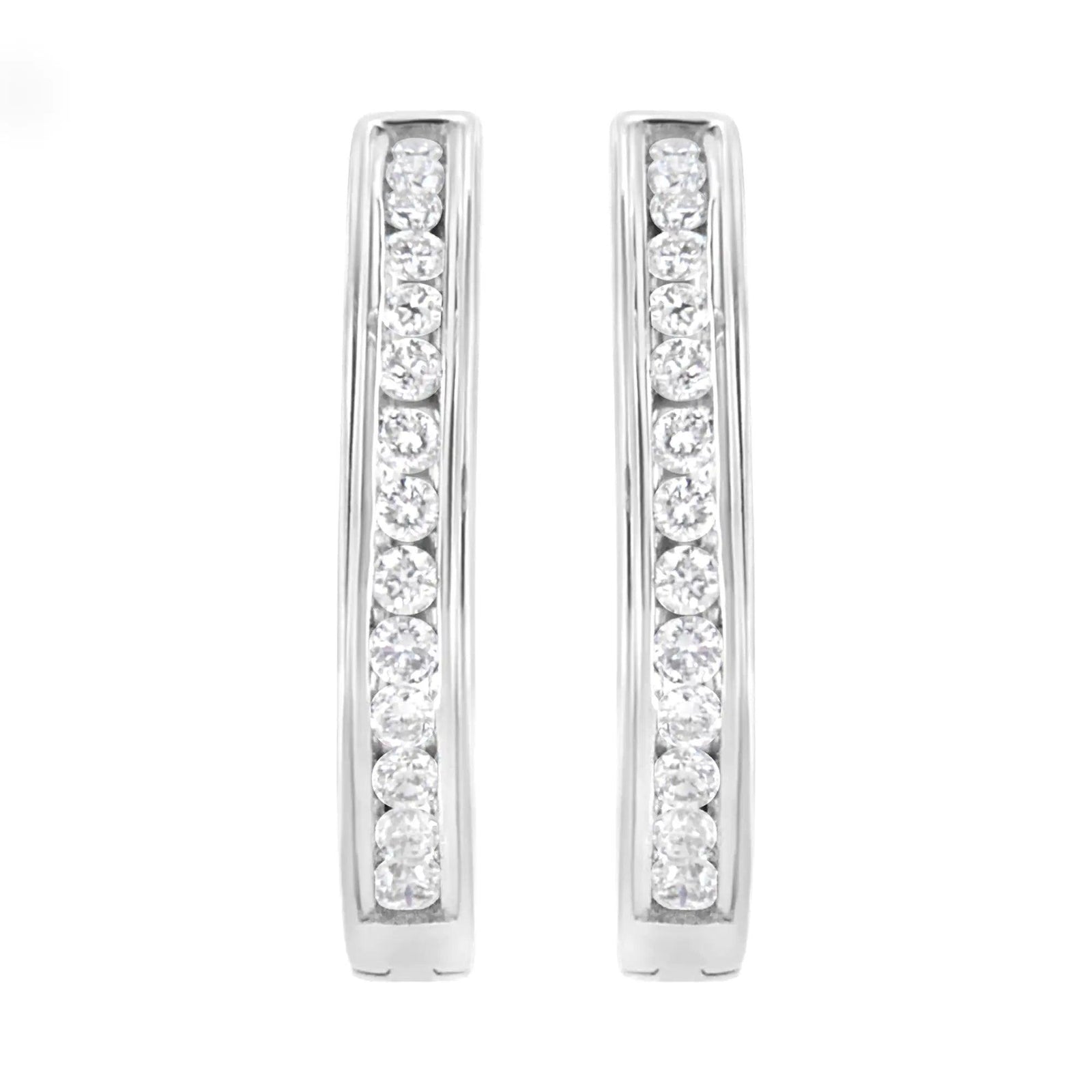 .925 Sterling Silver 1/2 cttw Lab Grown Diamond Hoop Earring (F-G Color, VS2-SI1 Clarity) - Evallys.com # #