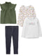 Simple Joys by Carter's girls 4-piece Playwear Set 3T Grey Smile/Indigo Wash/Olive/White Floral - Evallys.com # #