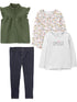 Simple Joys by Carter's girls 4-piece Playwear Set 3T Grey Smile/Indigo Wash/Olive/White Floral - Evallys.com # #