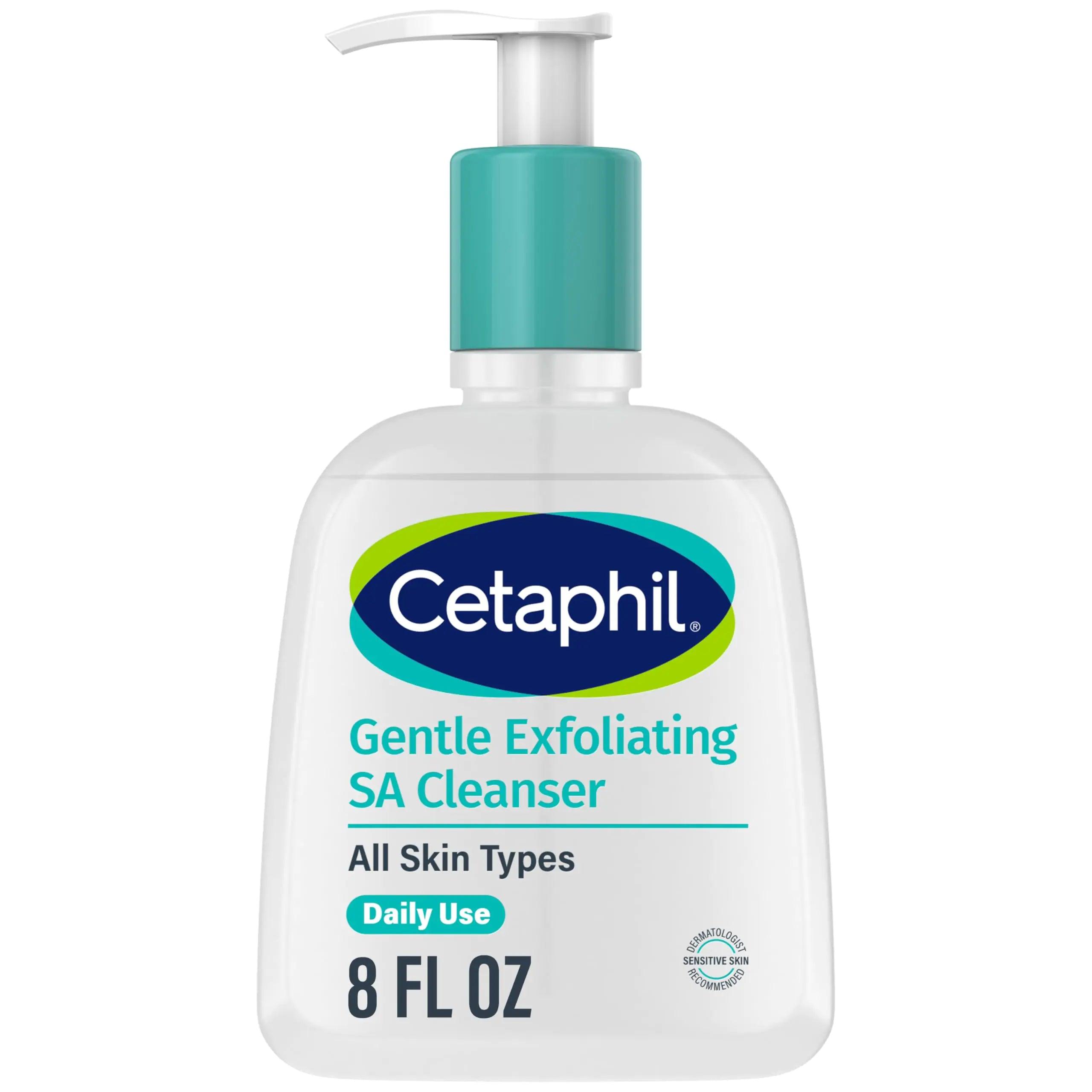 Cetaphil Gentle Exfoliating SA Cleanser, Foaming Gel Cleanser for All Skin Types, 8 Oz Pump Bottle, Salicylic Acid, Mandelic Acid & Gluconolactone, Gently Exfoliates, Dermatologist Recommended Brand - Evallys.com # #