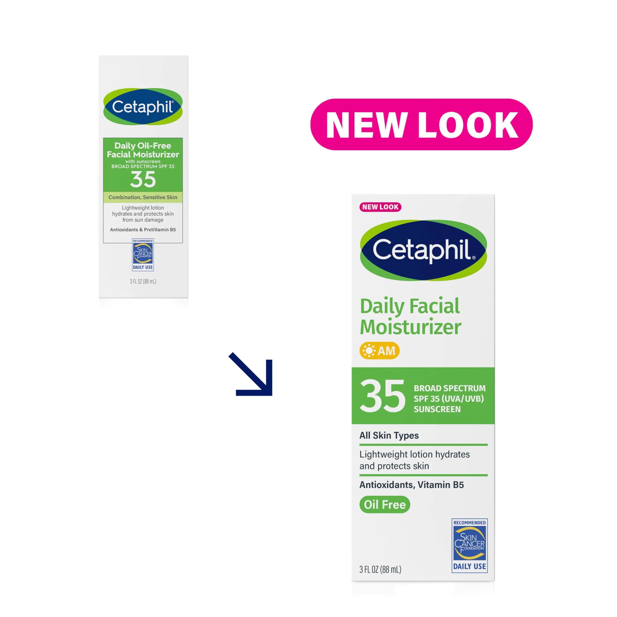 Cetaphil Face Moisturizer, Daily Oil Free Facial Moisturizer with SPF 35, For Dry or Oily Combination Sensitive Skin, Fragrance Free Face Lotion NEW, 3oz - Evallys.com # #