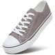 ZGR Womens Low Top Canvas Shoes,Lace up Canvas Sneakers,Casual White Tennis Walking Shoes 9.5 Grey - Evallys.com