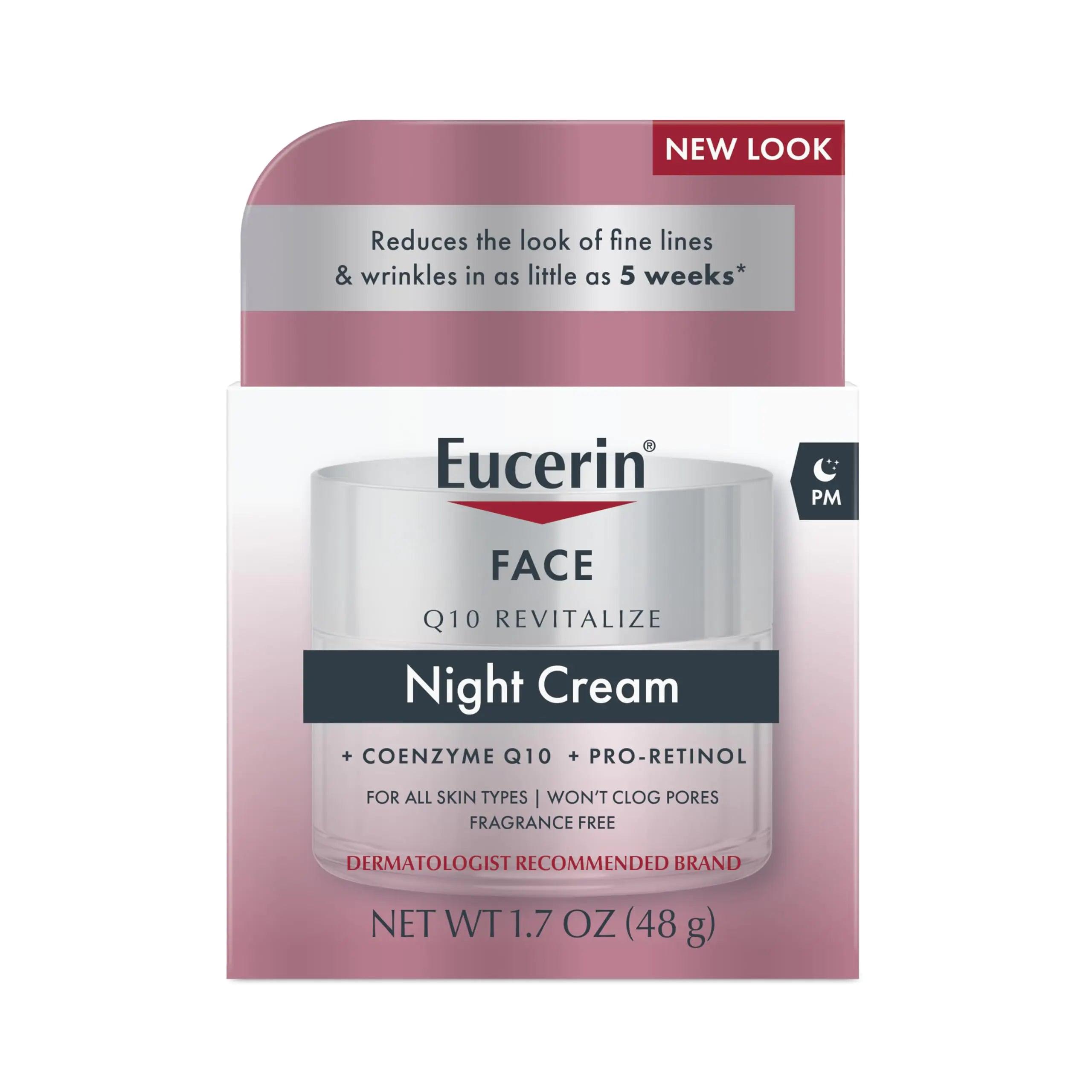 Eucerin Q10 Anti-Wrinkle Night Cream + Pro-Retinol, Facial Cream for Sensitive Skin, 1.7 Oz Jar - Evallys.com # #