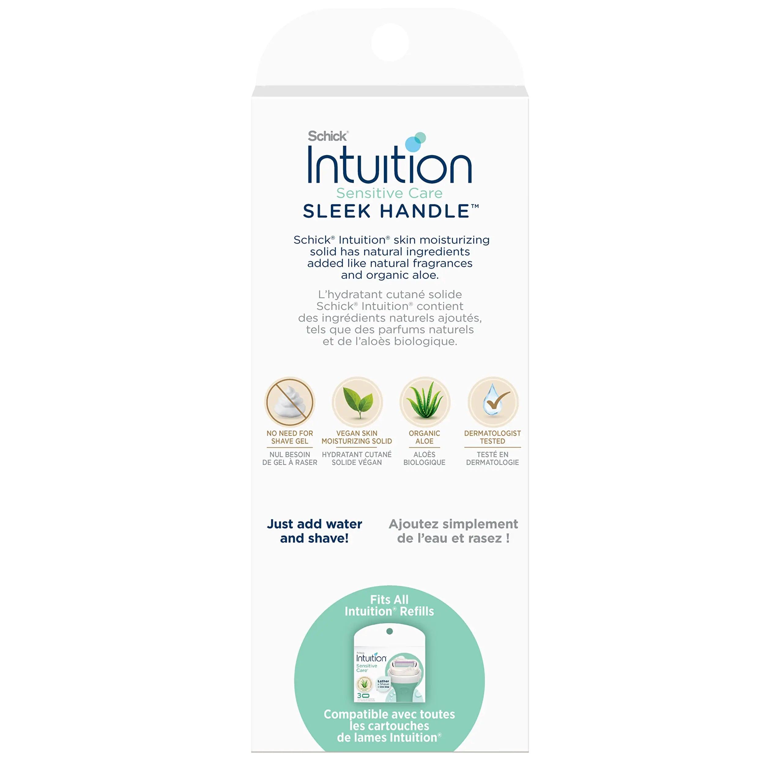 Schick Intuition Sleek Razors for Women with Sensitive Skin | 1 Razor & 3 Intuition Razor Blades Refill with Organic Aloe 1 Count (Pack of 1) - Evallys.com # #