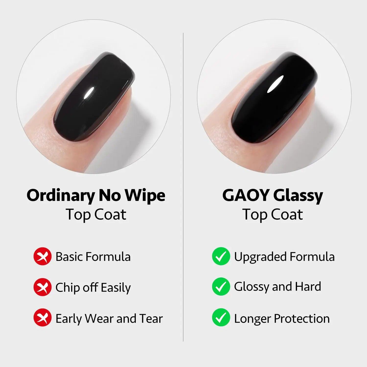 GAOY Gel Top Coat, Matte Top Coat and Base Coat Set, 3 Pcs 16ml Glossy Matte No Wipe Combination for UV Light Cure Gel Nail Polish - Evallys.com # #