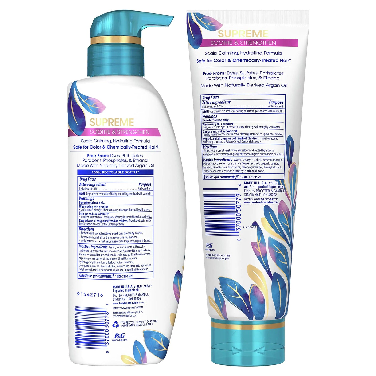 Head & Shoulders Supreme Sulfate Free Shampoo and Conditioner Set for Dry Scalp and Dandruff Treatment, Soothe and Strengthen with Argan Oil and Rose Essence, 21.2 Fl Oz - Evallys.com # #