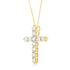 10K Yellow Gold Plated .925 Sterling Silver 1 cttw Prong Set Diamond Cross 18" Pendant Necklace (J-K Color, I1-I2 Clarity) - Evallys.com # #