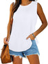 Womens Tank Tops Summer T Shirts Sleeveless Casual Loose Tunic Blouses Small Pure Red - Evallys.com