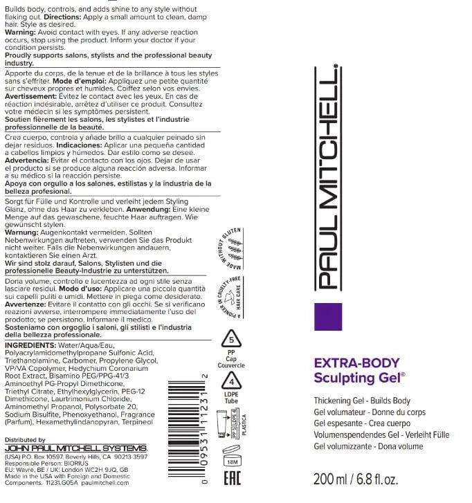 Paul Mitchell Extra-Body Sculpting Gel, Thickens + Builds Body, For Fine Hair, 6.8 fl. oz. - Evallys.com # #