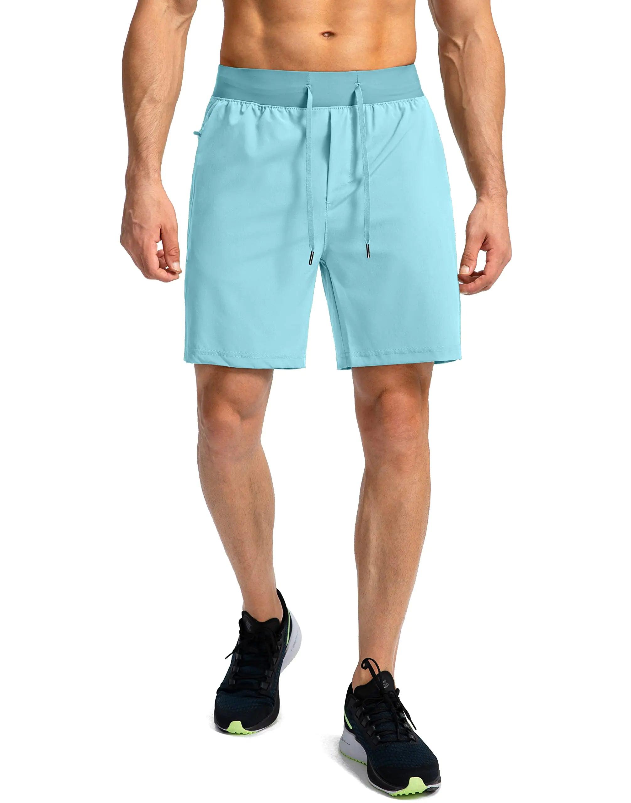 Men's Running Shorts with Zipper Pockets 7 Inch / 5 Inch Lightweight Quick Dry Gym Workout Athletic Shorts for Men 7 Inseam 3X-Large Light Blue - Evallys.com # #