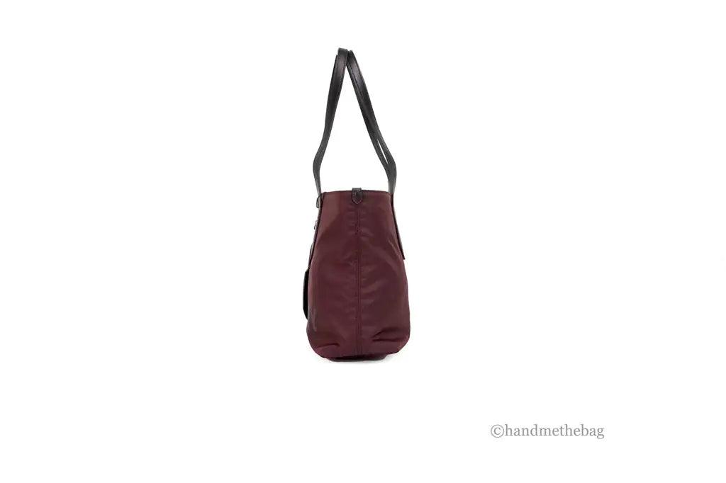 Burberry Small Burgundy Logo Branded Econyl Nylon Tote Bag - Evallys.com # #