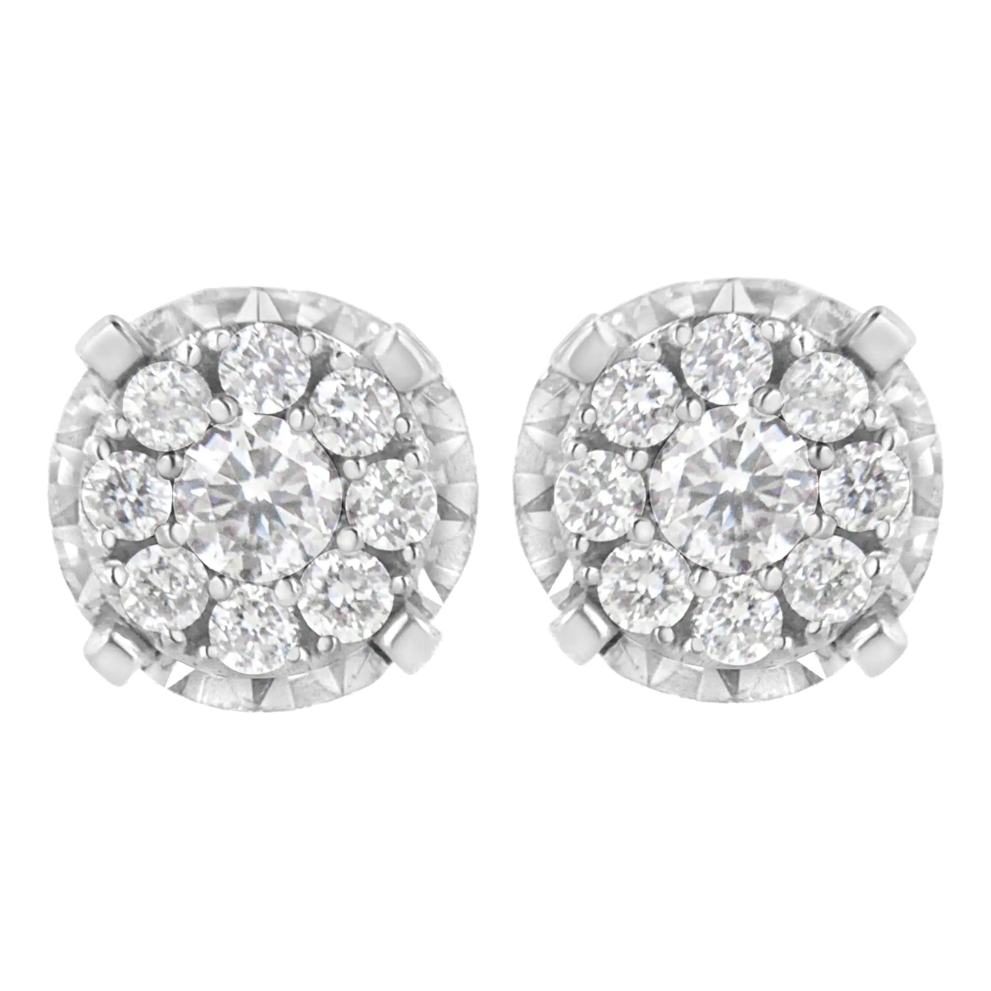 .925 Sterling Silver 1/2 cttw Lab Grown Diamond Composite Earring (F-G Color, VS2-SI1 Clarity) - Evallys.com # #