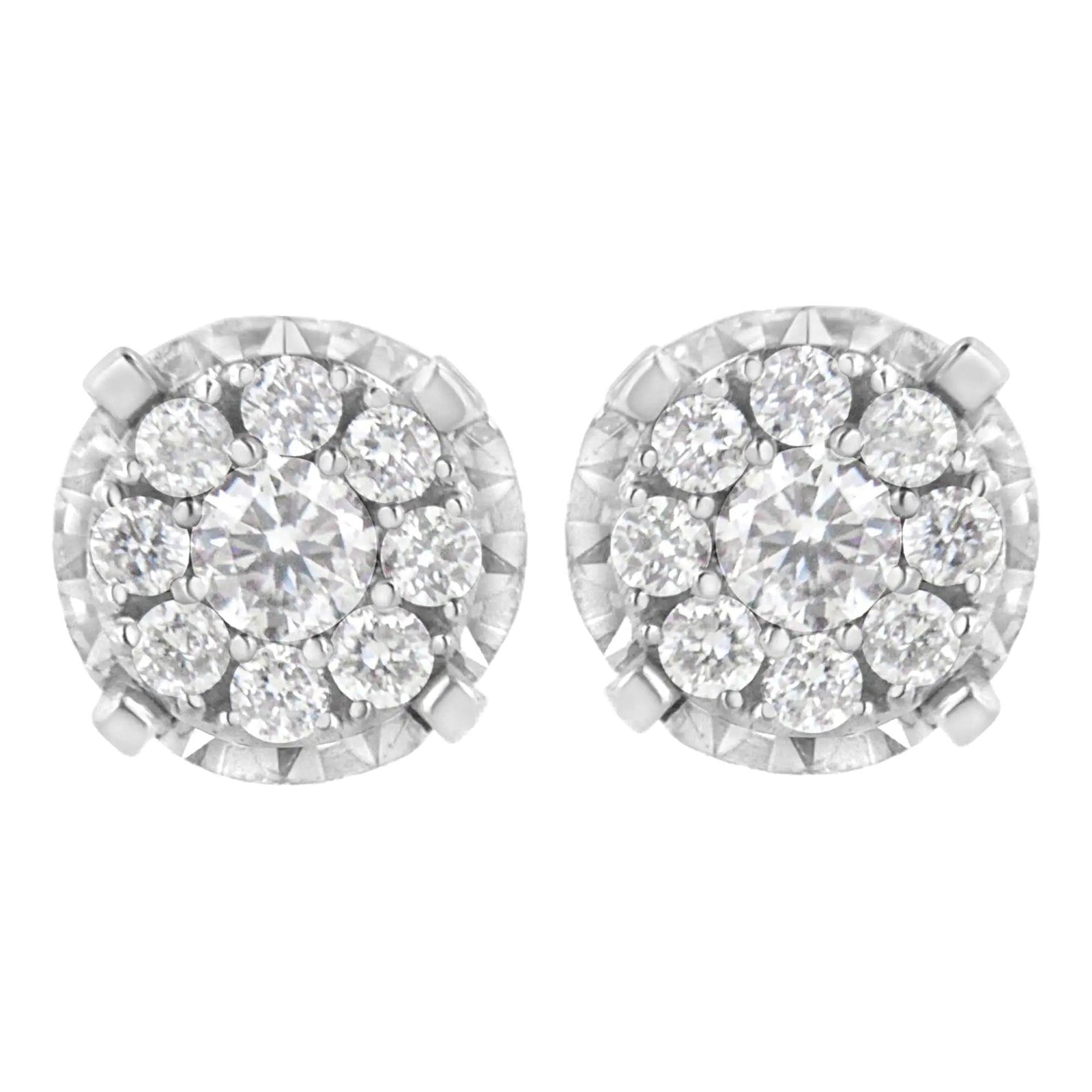 .925 Sterling Silver 1/2 cttw Lab Grown Diamond Composite Earring (F-G Color, VS2-SI1 Clarity) - Evallys.com # #