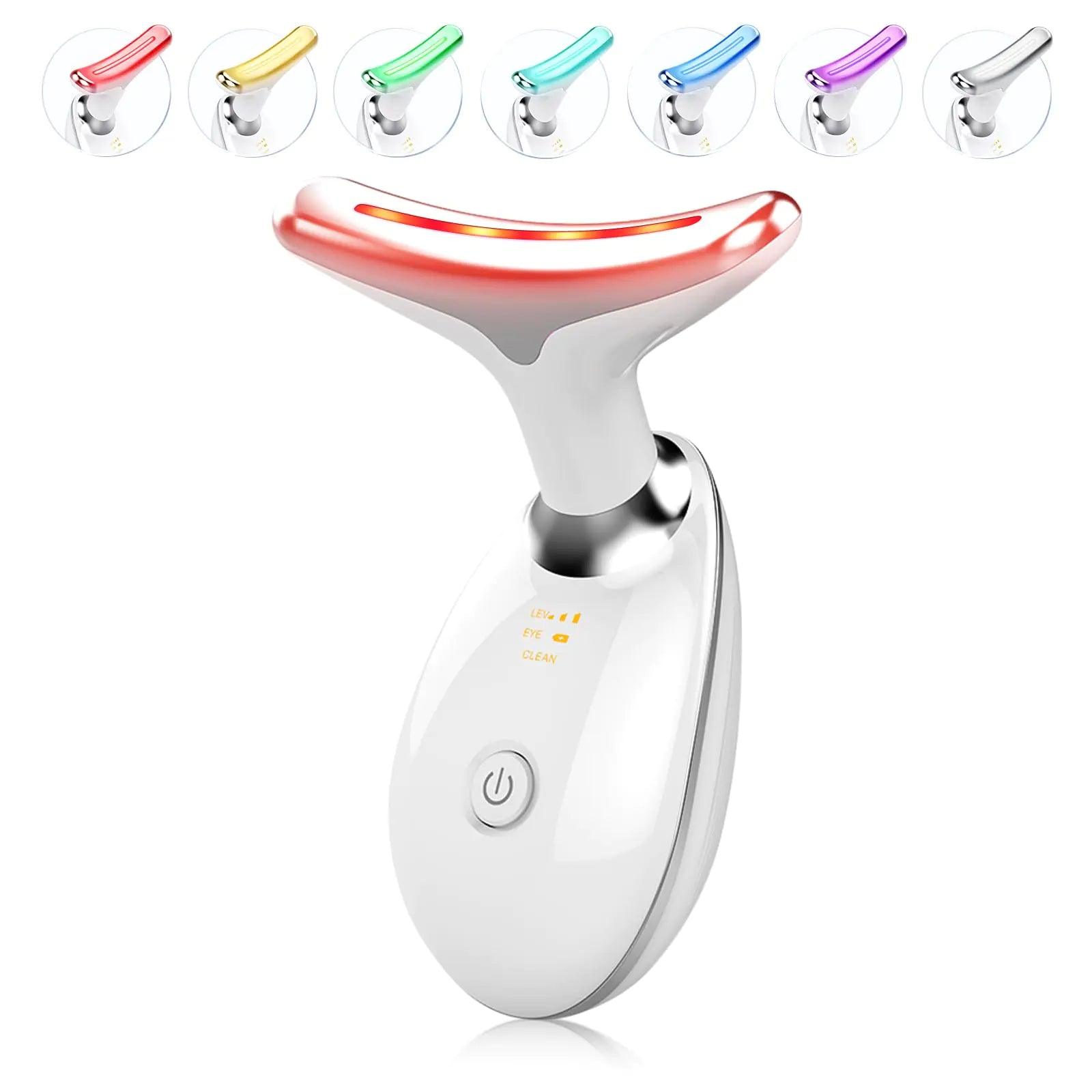 7 Color Light Based Multifunctional Facial Massager, Face Massager Tool for Skin Care at Home, Glossy White - Evallys.com # #