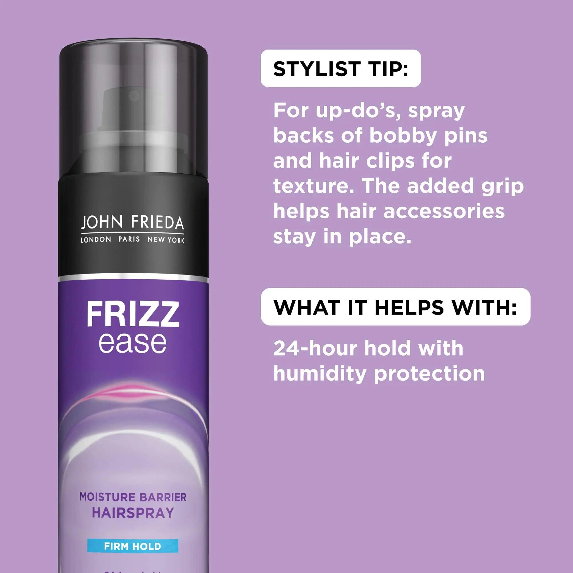 John Frieda Anti Frizz, Frizz Ease Firm Hold Hairspray, Anti-Humidity Spray for Hair, for 24-hour Hold, 12 Oz, Pack of 2 12 Ounce (Pack of 2) - Evallys.com # #