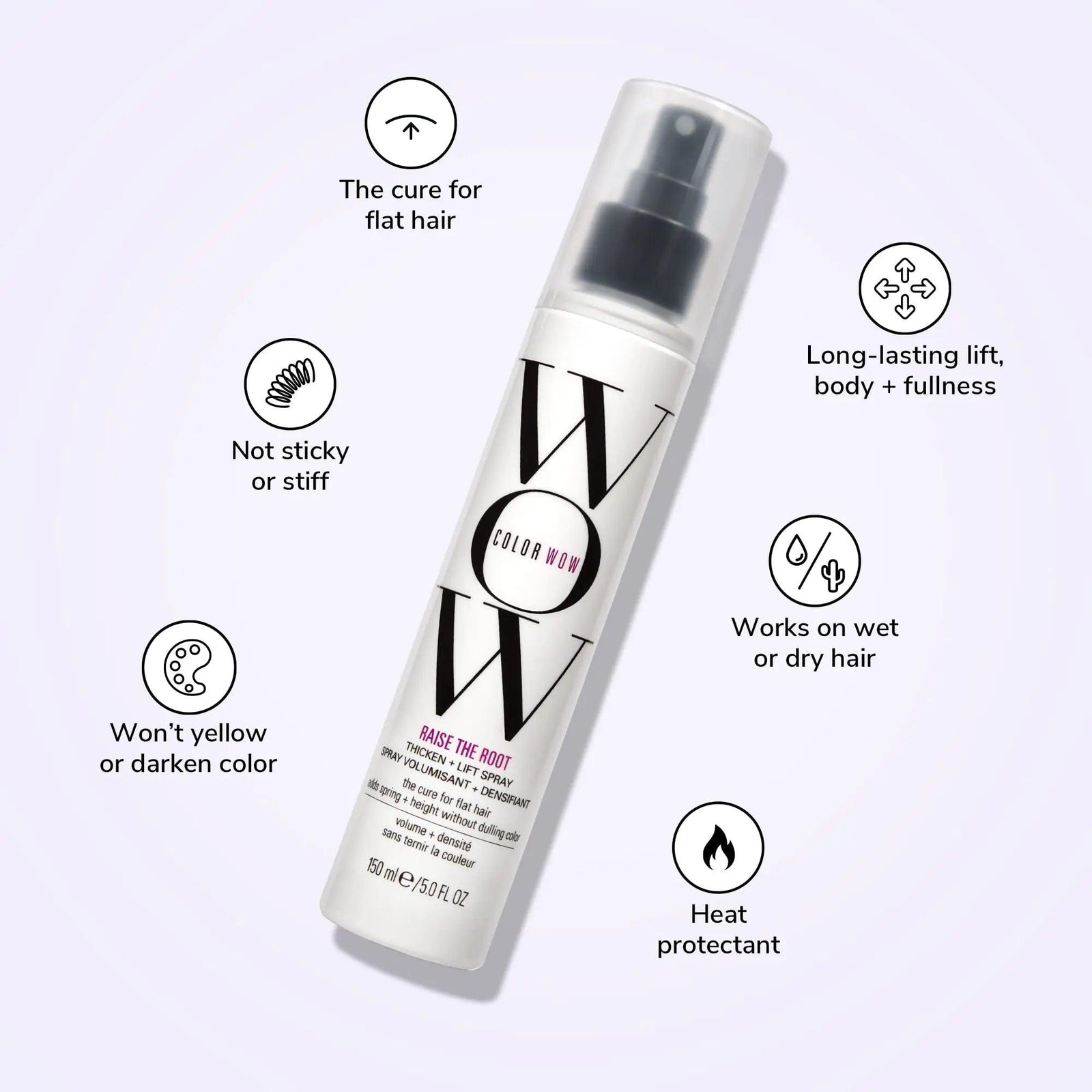 COLOR WOW Raise the Root Thicken + Lift Spray - All-Day Volume for Fine, Flat Hair without dulling color 5 Fl Oz (Pack of 1) - Evallys.com # #