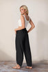 Womens Wide Leg Harem Pants Casual Loose Elastic Waist Solid Color Comfy Palazzo Lounge Baggy Sweatpants with Pockets Small Black - Evallys.com # #