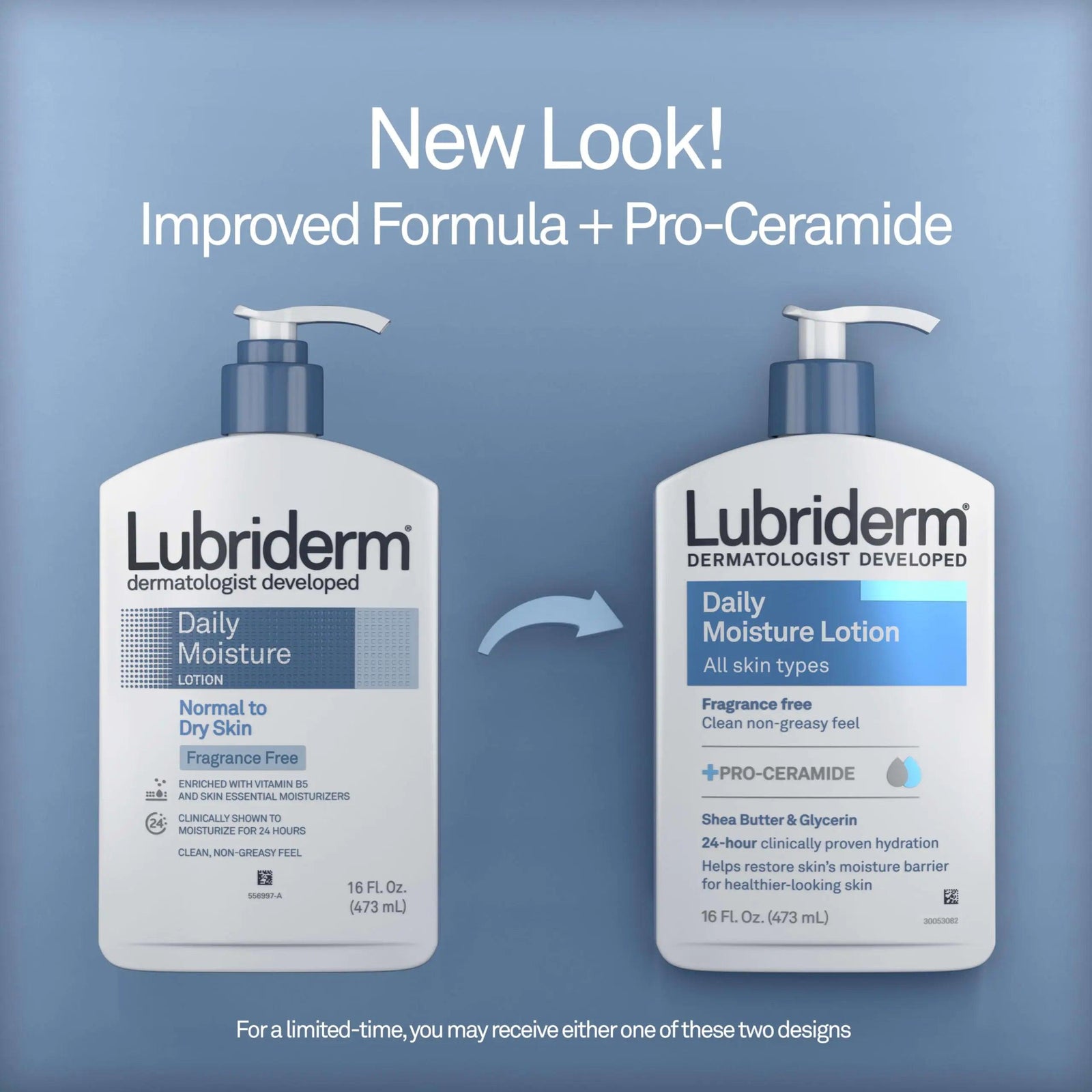 Lubriderm Fragrance Free Daily Moisture Lotion + Pro-Ceramide, Shea Butter & Glycerin, Face, Hand & Body Lotion for Sensitive Skin, Hydrating Lotion for Healthier-Looking Skin, 16 fl. oz - Evallys.com # #