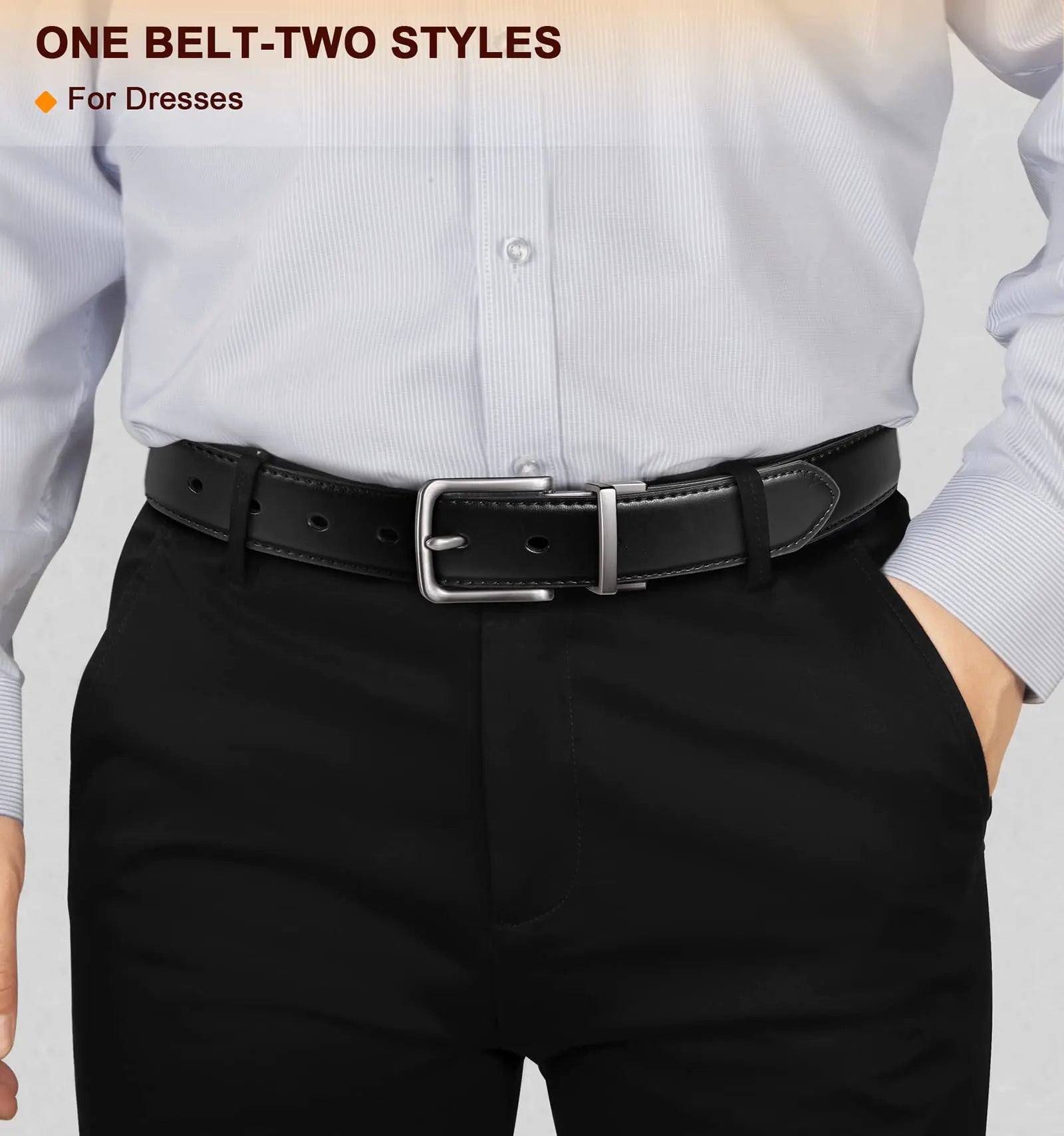 BULLIANT Men's Belt,Reversible Belt 1.25" For Gift Mens Casual Golf Dress pants shirts,One Reverse For 2 Sides Black/Antique Coffee1033 34"-36"Waist Adjustable - Evallys.com # #