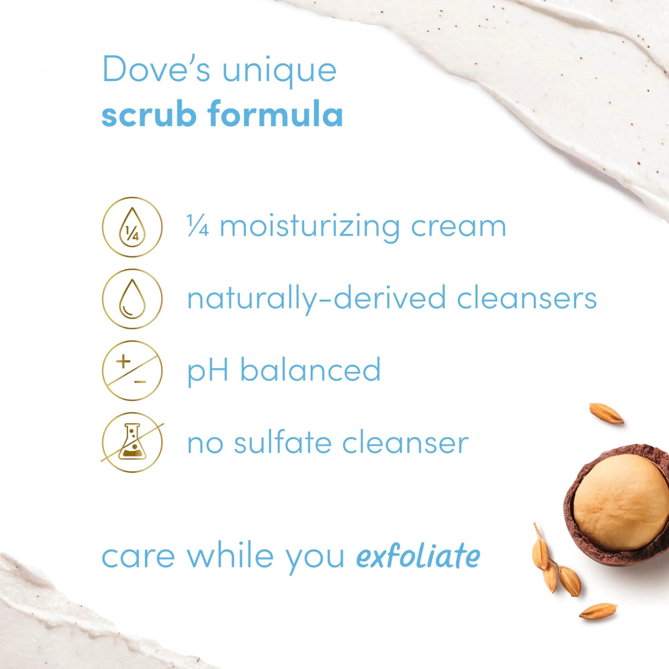 Dove Scrub Macadamia & Rice Milk Reveals Visibly Smoother Skin Body Scrub That Nourishes Skin 10.5 oz 10.5 Ounce (Pack of 1) - Evallys.com # #