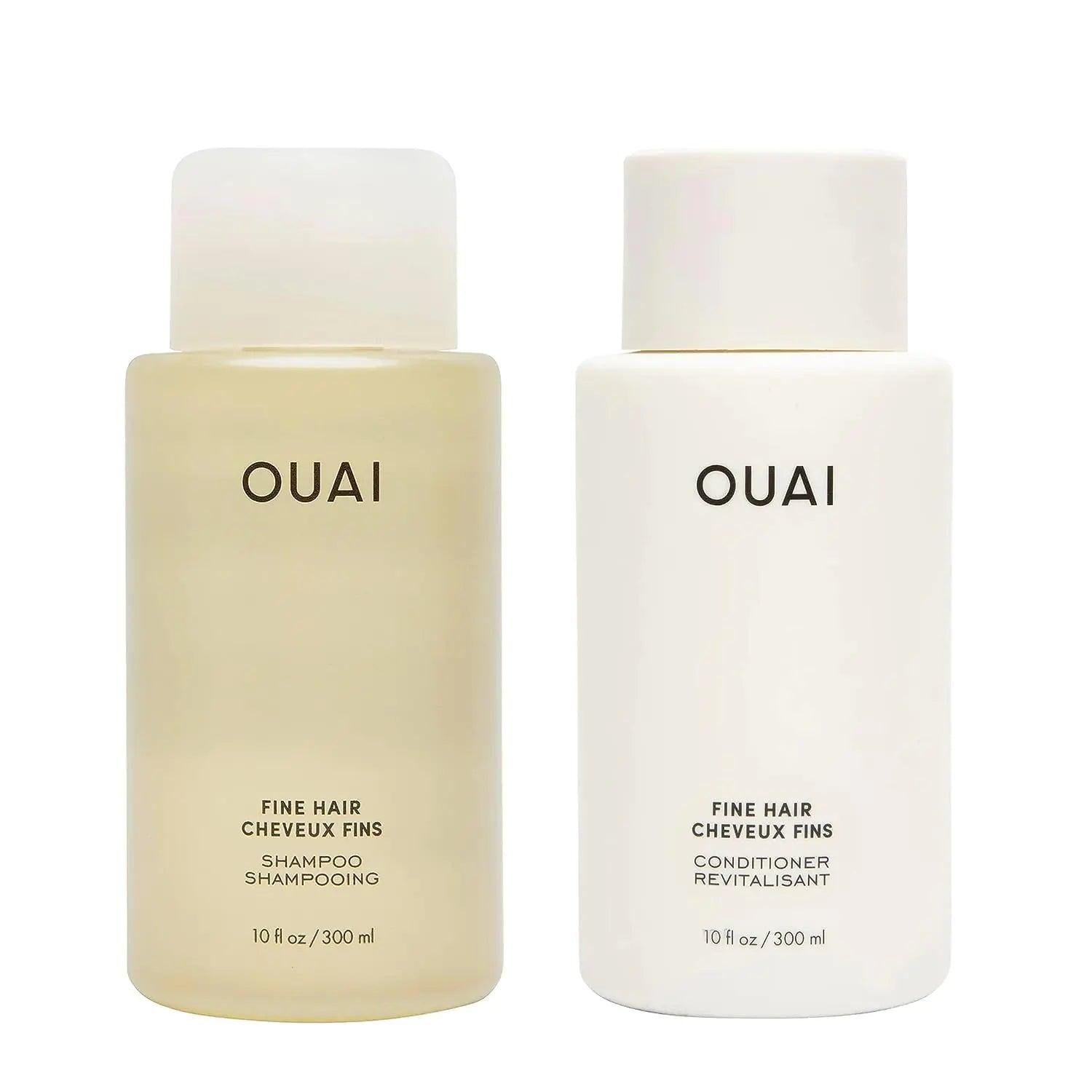 OUAI Fine Shampoo and Conditioner Set - Sulfate Free Shampoo and Conditioner for Fine Hair - Made with Keratin, Marshmallow Root, Shea Butter & Avocado Oil - Free of Parabens & Phthalates (10 Fl Oz) Fine Hair Bundle - Evallys.com # #