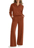 WIHOLL Womens 2 Piece Outfits Lounge Sets 2024 Half Zip Sweatshirt and Wide Leg Sweatpant with Pocket Fall Fashion Tracksuit Caramel Medium - Evallys.com # #