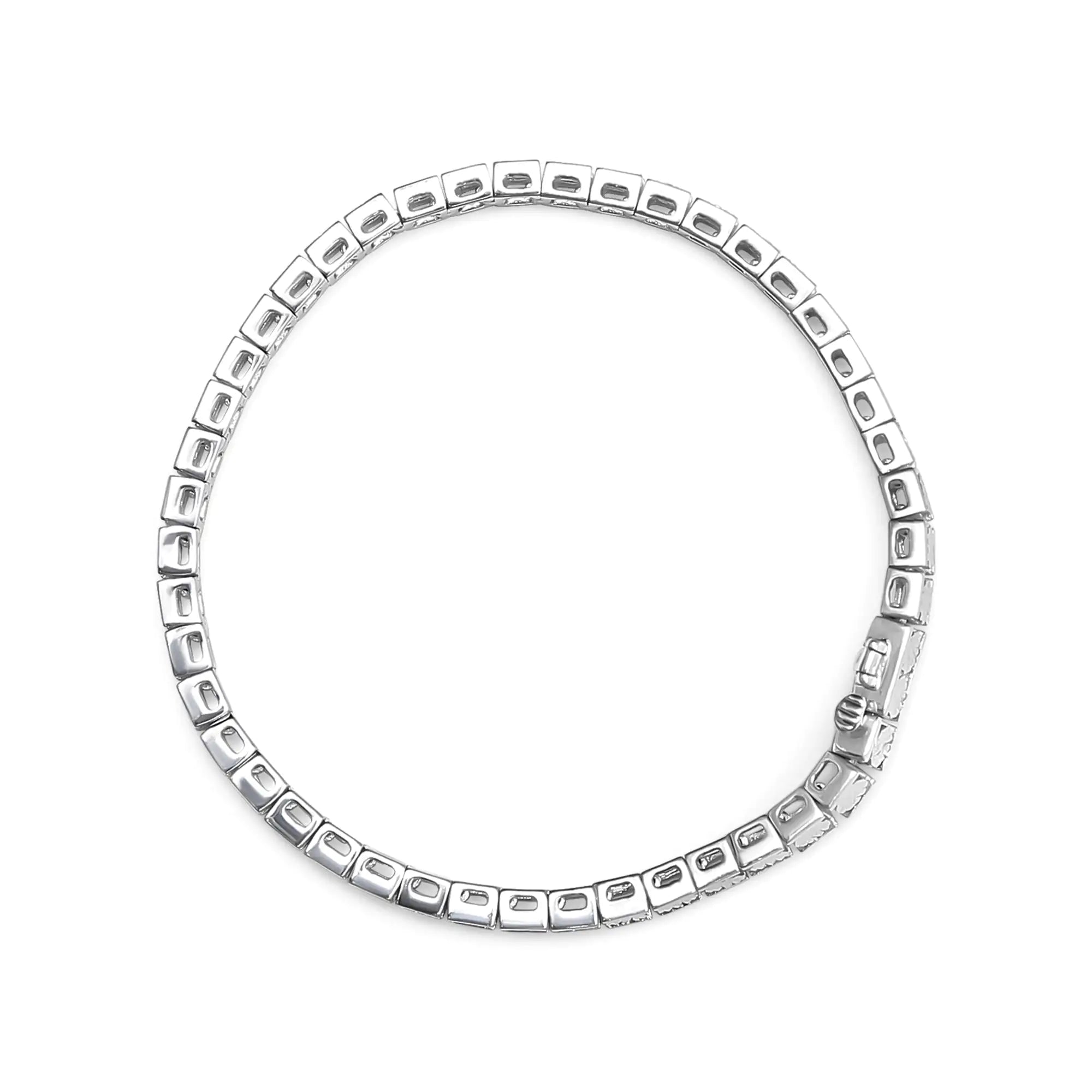 .925 Sterling Silver 1/4 Cttw Miracle Set Diamond and Bead Link 7.25" Tennis Bracelet (I-J Color, I2-I3 Clarity) - Evallys.com # #