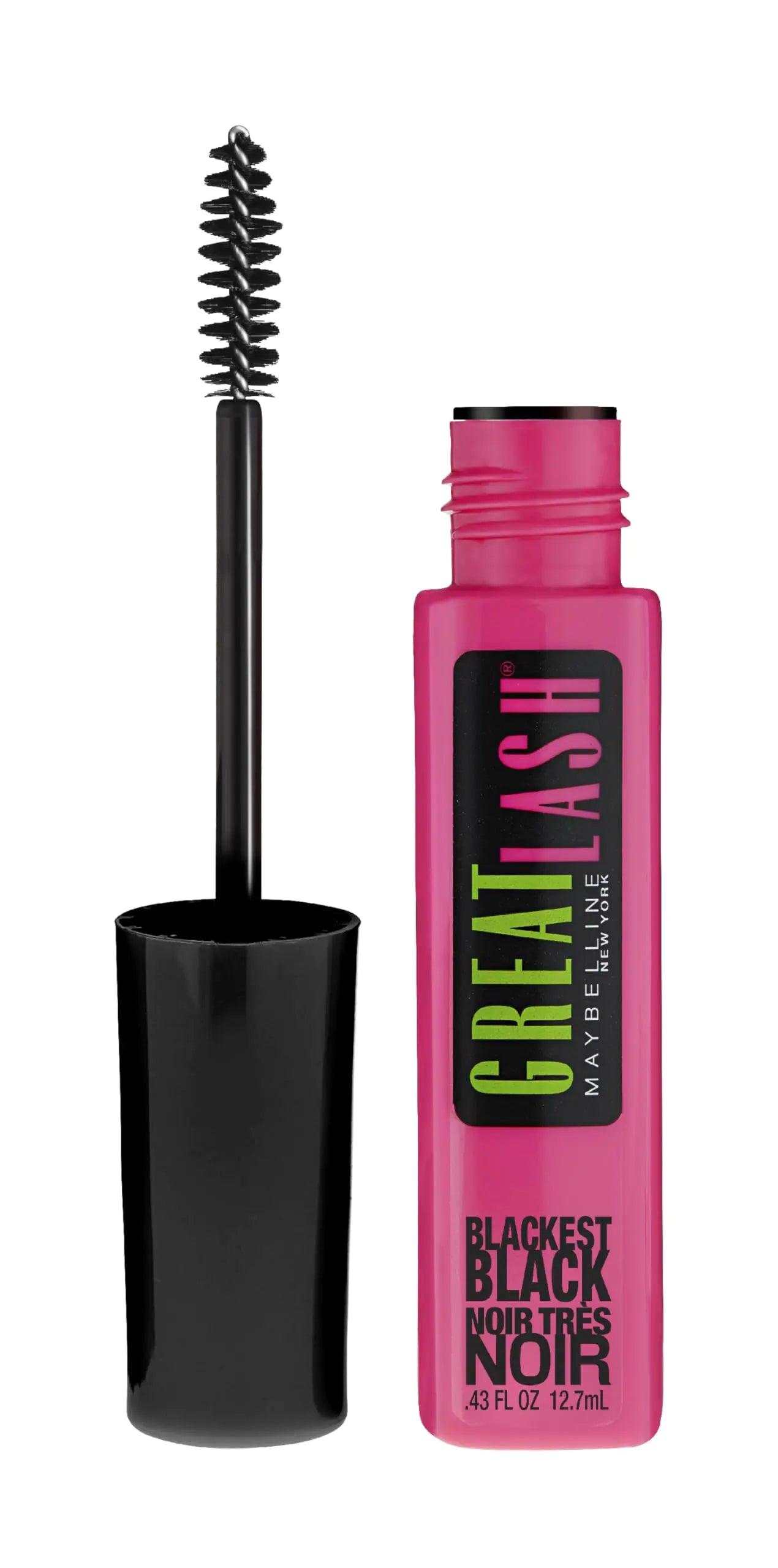 Maybelline Great Lash Washable Mascara Makeup, Volumizing Lash-Doubling Formula That Conditions As It Thickens, Blackest Black, 1 Count 0.43 Fl Oz (Pack of 1) - Evallys.com # #