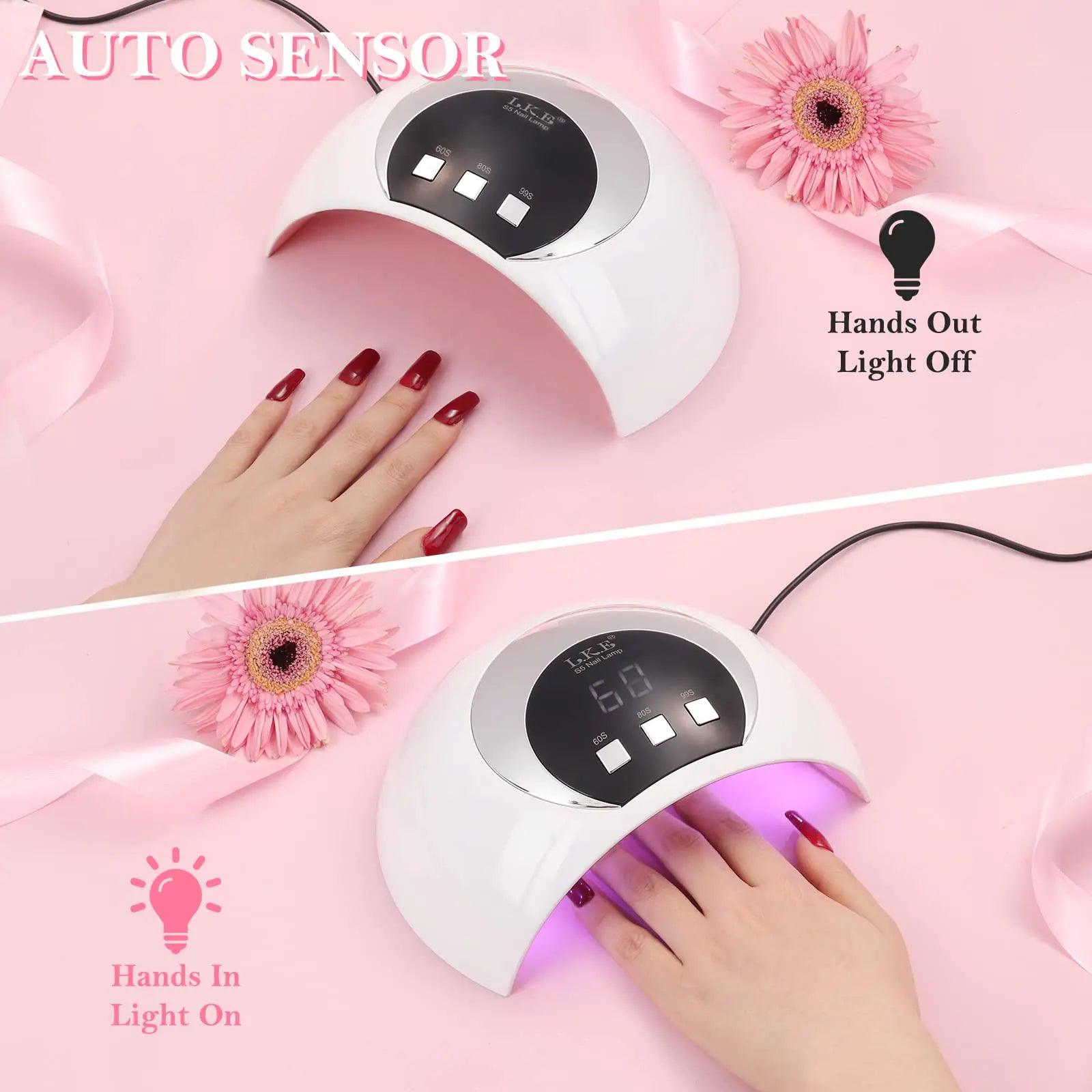 Wisdompark UV LED Nail Lamp, 54W UV Light for Gel Nails with Automatic Sensor/3 Timer Setting Professional Nail Dryer Gel Polish Curing Lamp Nail Art Tools (White) (54, Watts) 54 - Evallys.com