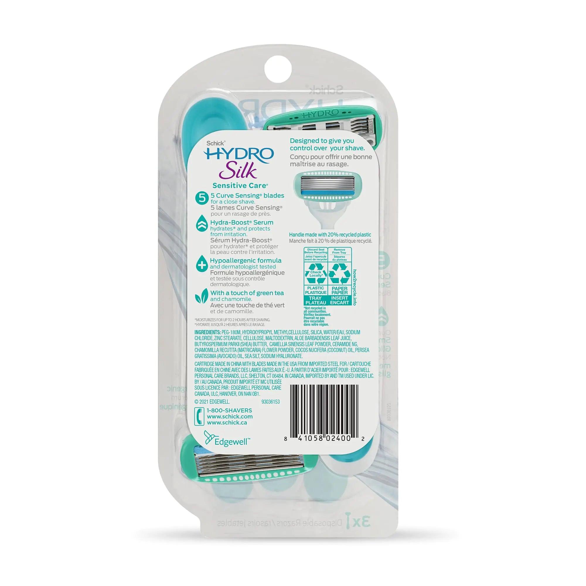 Schick Hydro Silk Sensitive Women's Disposable Razors, 9ct | 5-Blade Disposable Razors for Women Sensitive Skin | Travel Razor for Women Green and White 9 Count (Pack of 1) - Evallys.com # #