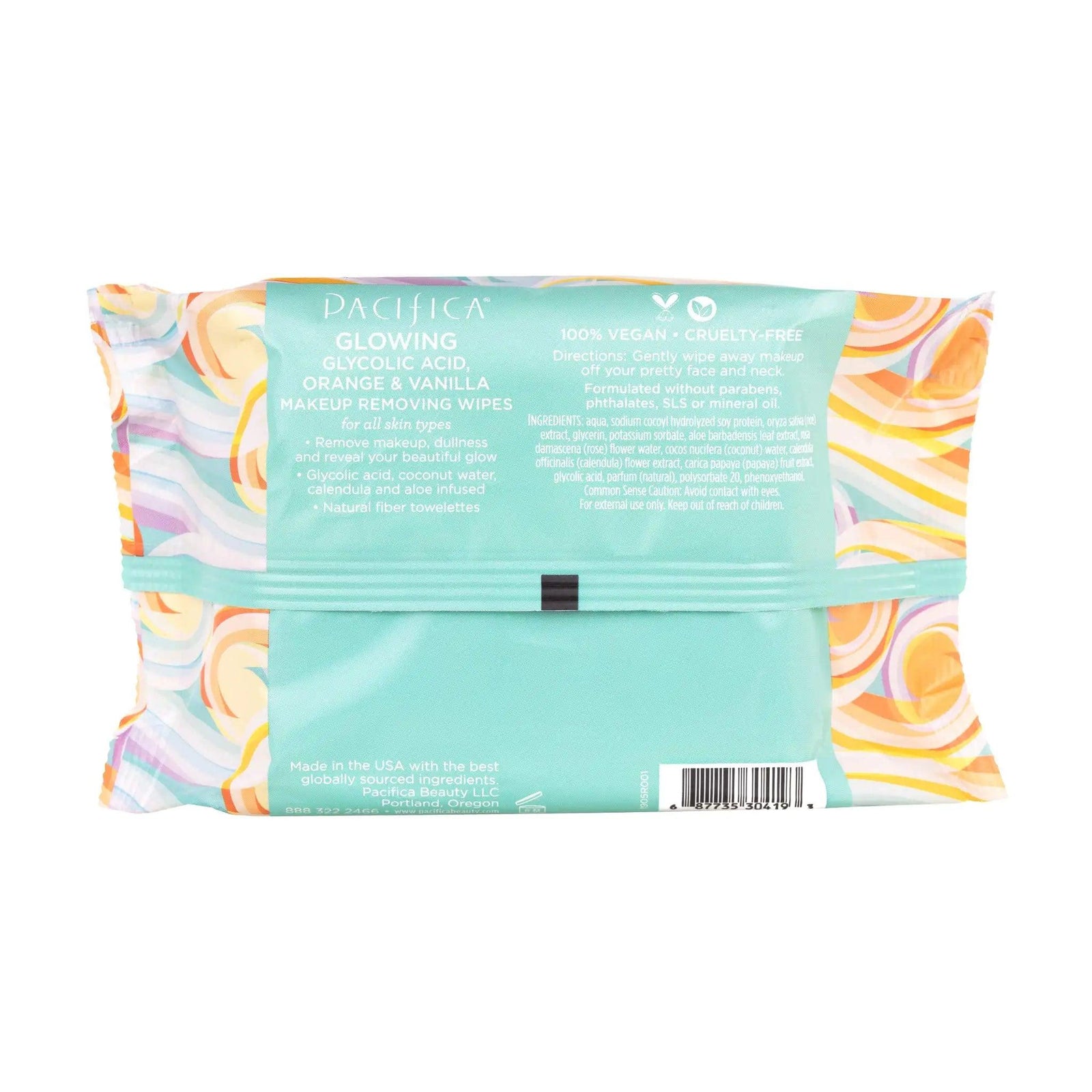 Pacifica Beauty Glowing Glycolic Acid, Orange & Vanilla Makeup Remover Wipes, Designed To Create Glowing Skin, Vegan & Cruelty-Free, 30 Wipes 30 Count (Pack of 1) - Evallys.com # #