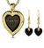 Gold Plated Silver Heart Jewelry Set I Love You Necklace in 120 Languages and Crystal Earrings - Evallys.com