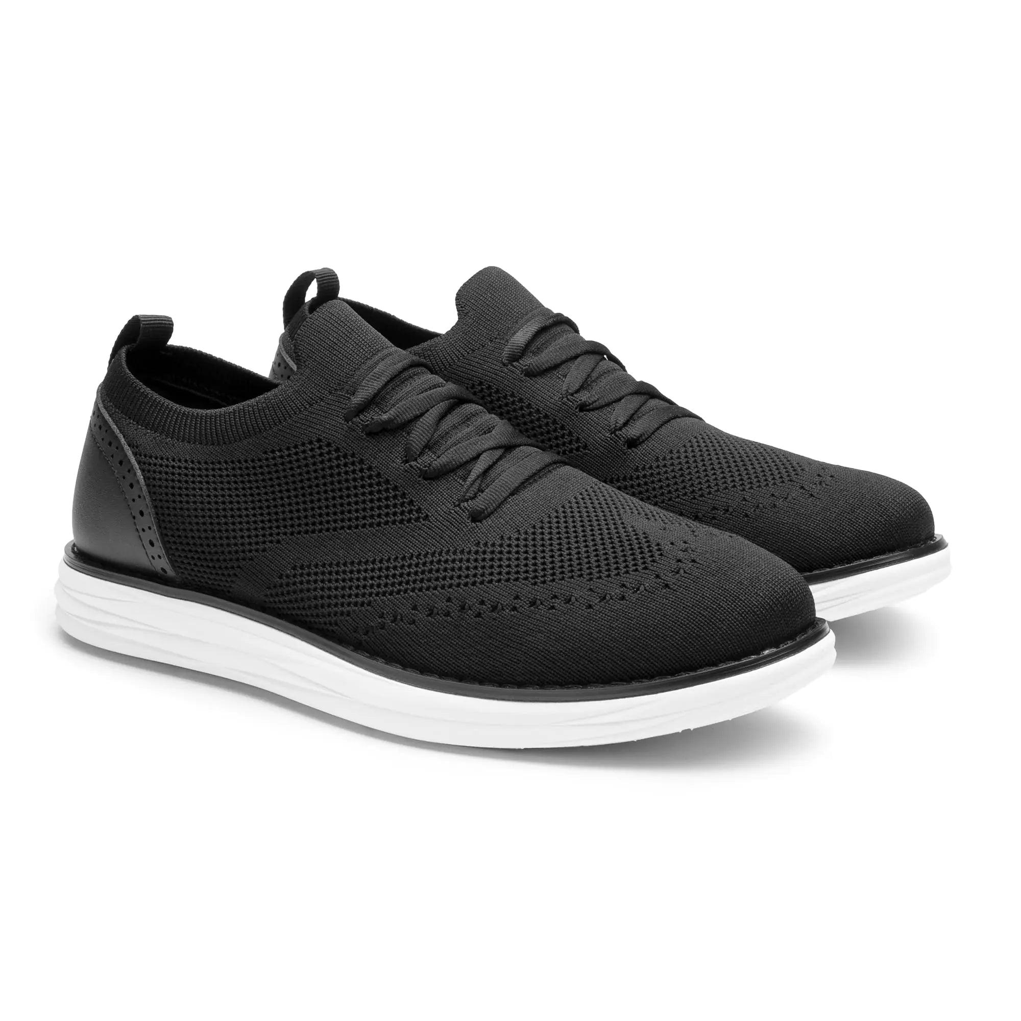 Bruno Marc Men's KnitFlex Craft Mesh Oxfords Sneakers Casual Dress Lace-Up Lightweight Walking Shoes 12 7-black - Evallys.com # #