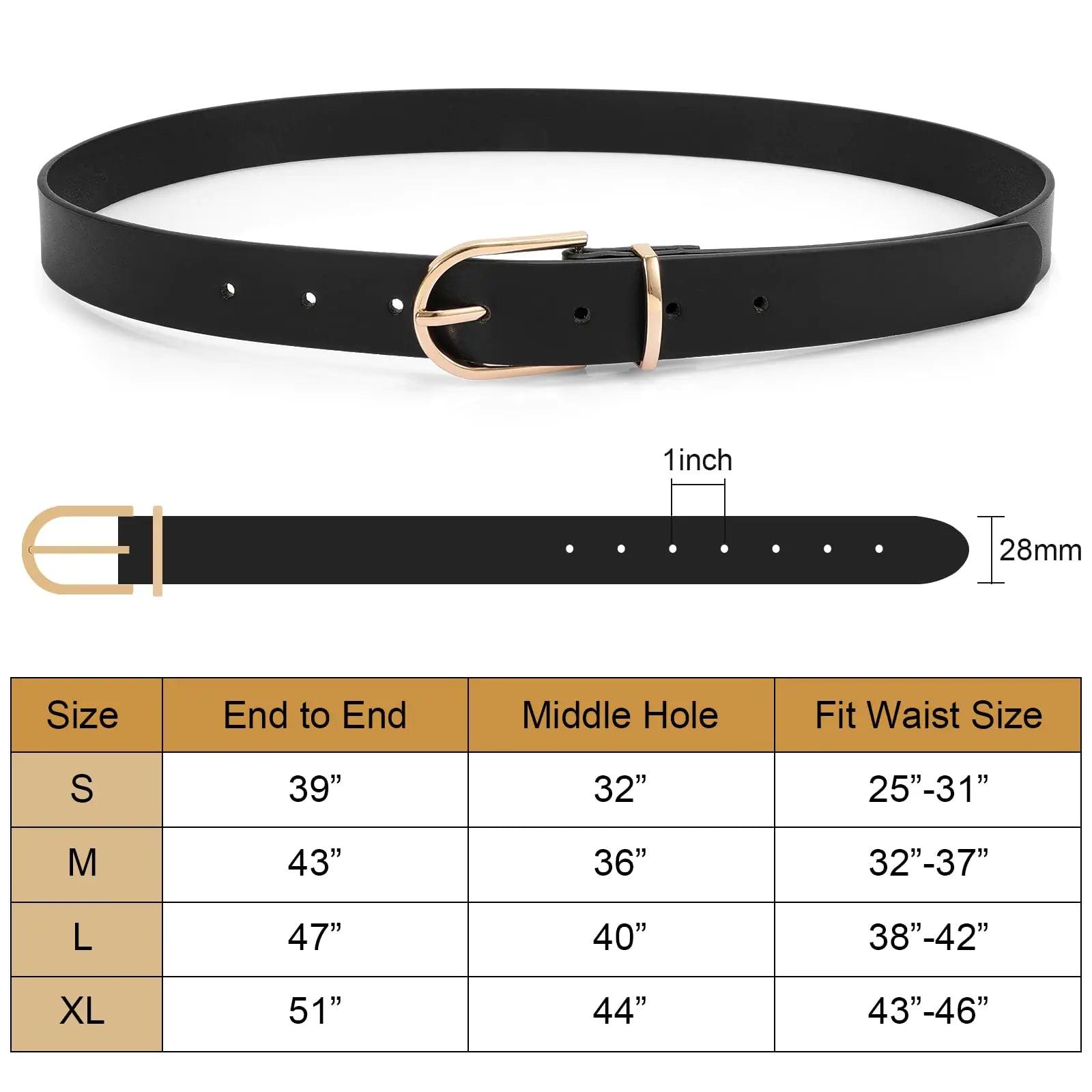 VONMELLI 3 Pack Women's Belts for Jeans Pants Fashion Gold Buckle Ladies Dress Belt C-black+brown+beige XXXL: Fit Waist Size 51-54 Inches - Evallys.com # #