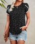 PRETTYGARDEN Women's Shirts Summer Casual Crewneck Lace Crochet Short Sleeve Blouses Cute Floral Print Loose Tunic Tops Small Heart White Black - Evallys.com # #