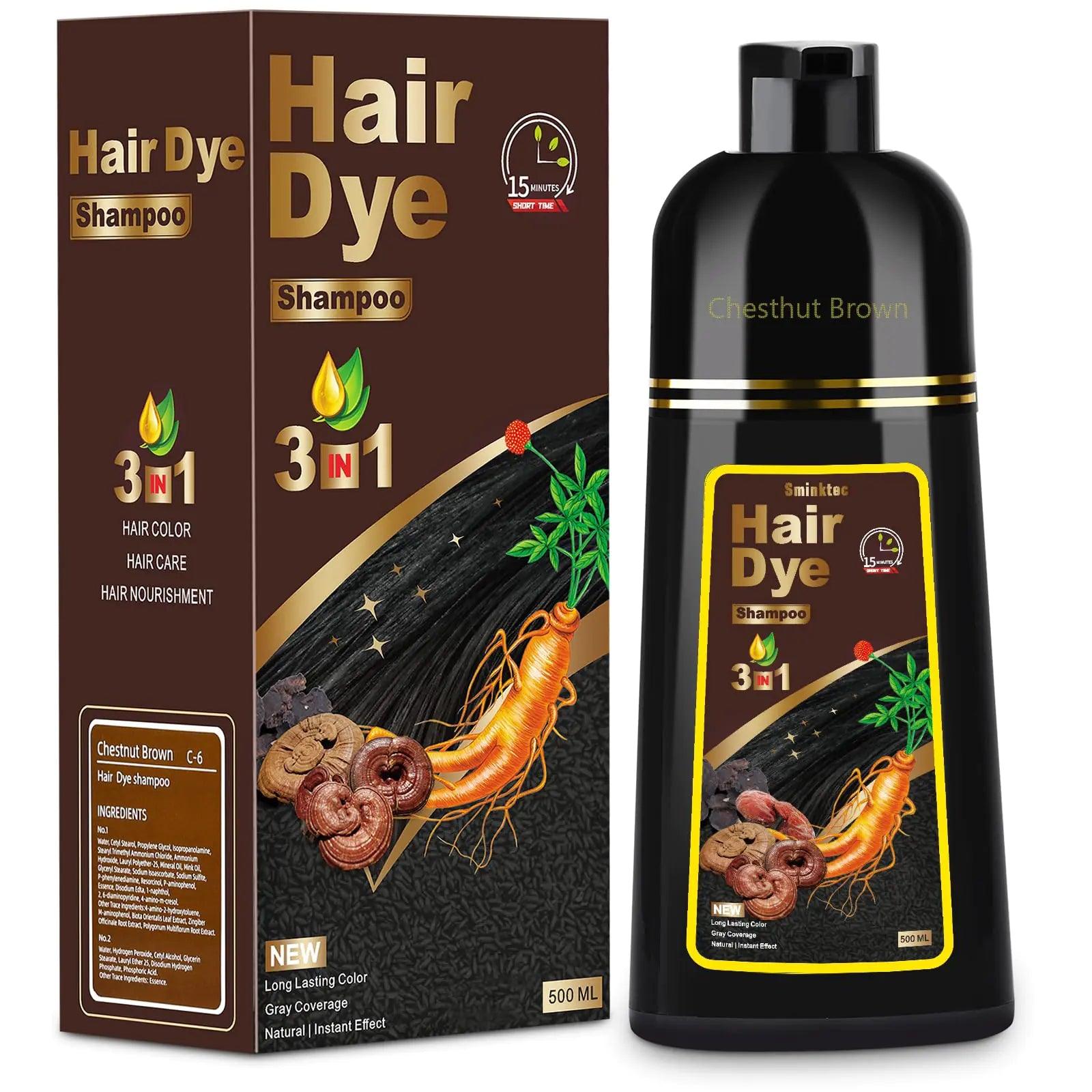 Chestnut Brown Hair Dye Shampoo for Women Men,Herbal Color Shampoo 16.9 Fl Oz, Light Brown - Evallys.com # #