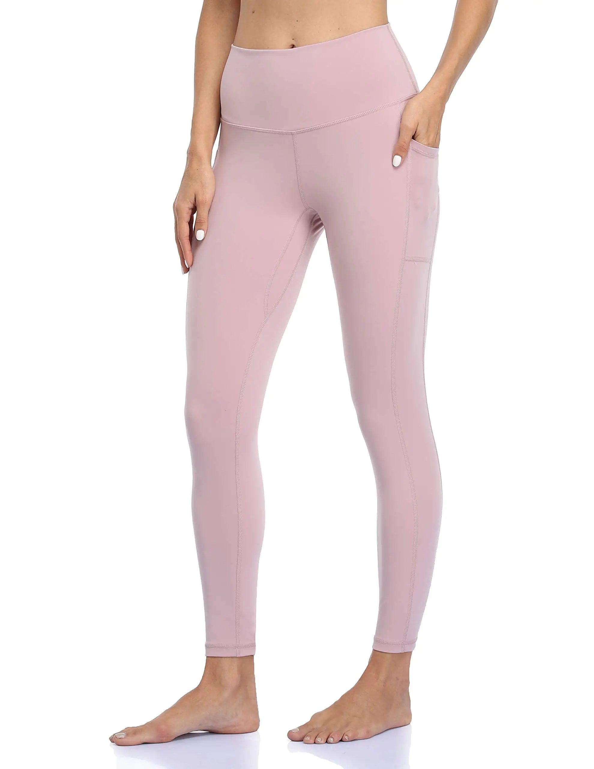 Colorfulkoala Women's High Waisted Yoga Pants 7/8 Length Leggings with Pockets Pink Suede Small - Evallys.com # #