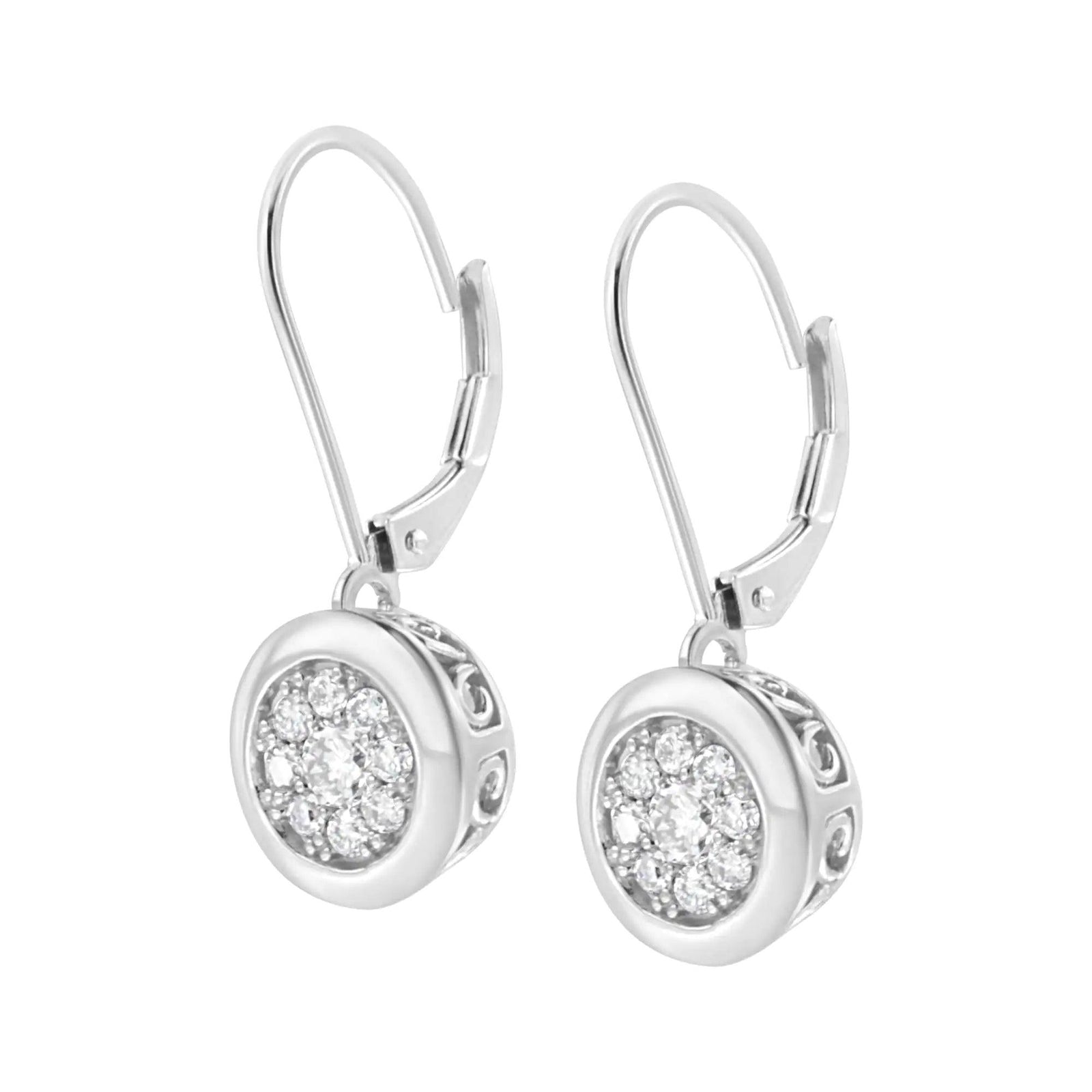 .925 Sterling Silver 3/4 cttw Lab Grown Diamond Cluster Dangle Earring (F-G Color, VS2-SI1 Clarity) - Evallys.com # #