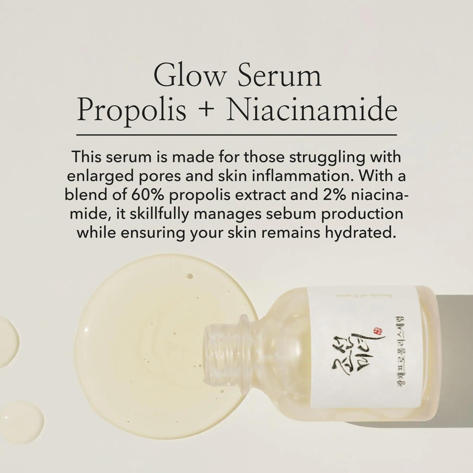 Beauty of Joseon Glow Serum Propolis and Niacinamide Hydrating Facial Soothing Moisturizer for Irritated Uneven Skin Tone, Korean Skin Care 30ml, 1 fl.oz - Evallys.com # #